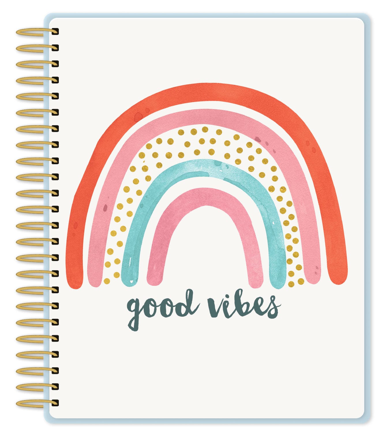 Boho Rainbow undated weekly planner with gold foil cover
