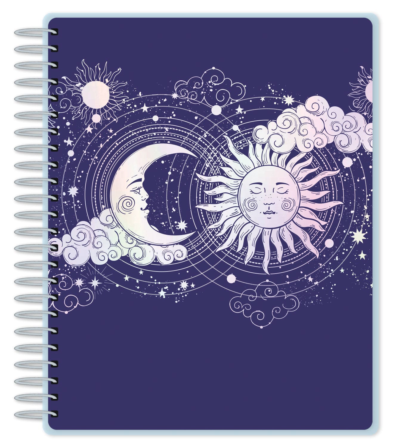 Sun and Moon celestial undated weekly planner with holographic foil